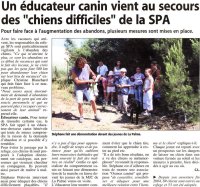 article dans le Midi-Libre consacr au travail de l'ducateur canin avec les chiens de la SPA